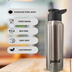 Jacked Chromo Stainless Steel Fridge Bottle - 1000ml, 2 Pieces, Silver