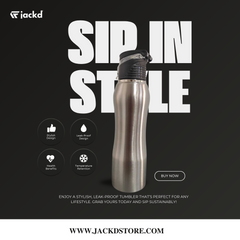 Jacked - Handy 750 Silver Stainless Steel Water Bottle/Shaker/Sporty Sipper